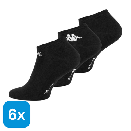 6x Kappa Sneakersokken Zwart Maat 39-42