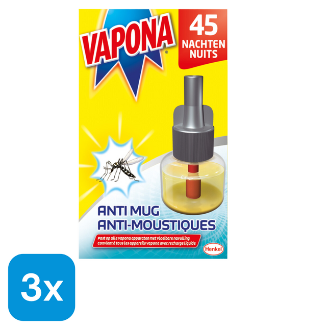 3x Vapona Anti-mug Muggenstekker 45 nachten