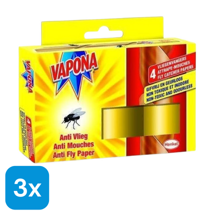 3x Vapona Vliegenvangers - 4 stuks