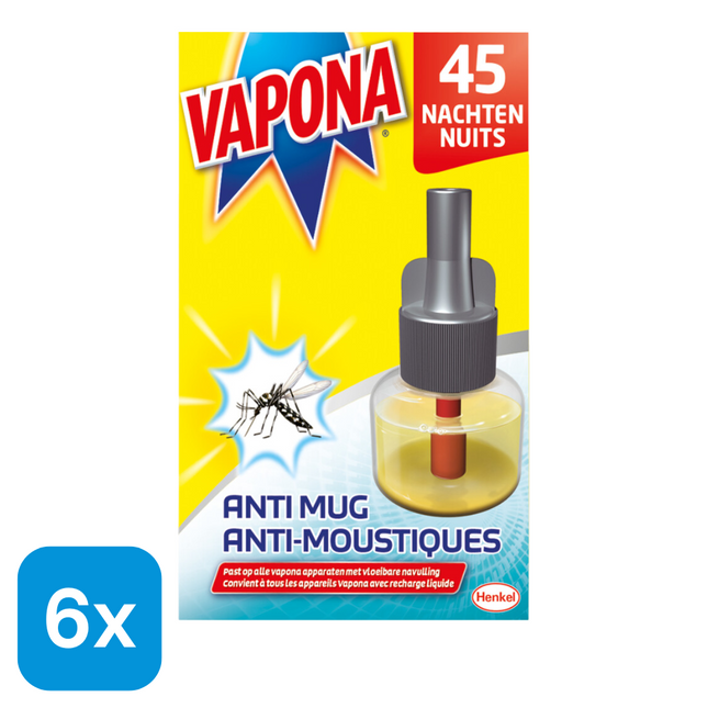 6x Vapona Anti-mug Muggenstekker 45 nachten