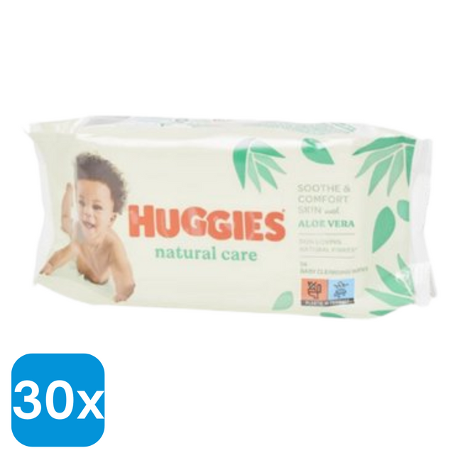 30x Huggies Babydoekjes Natural Care - 56 stuks