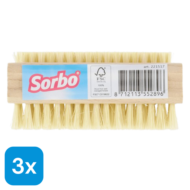 3x Sorbo Nagelborstel Hout