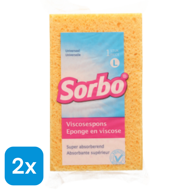 2x Sorbo Viscose Schoonmaakspons
