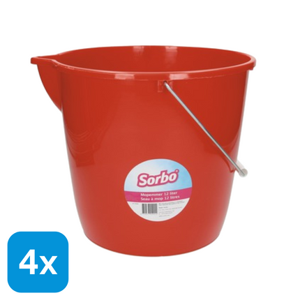 4x Sorbo Mopemmer Rood 12L
