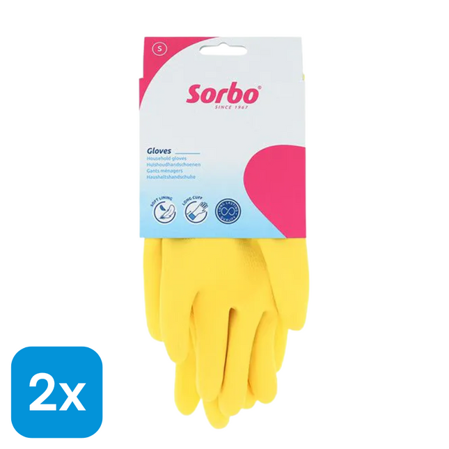 2x Sorbo Huishoudhandschoenen Geel Maat XS - 1 paar