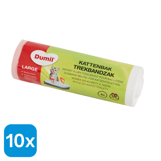 10x Dumil Kattenbakzakken met Trekband - 8 stuks