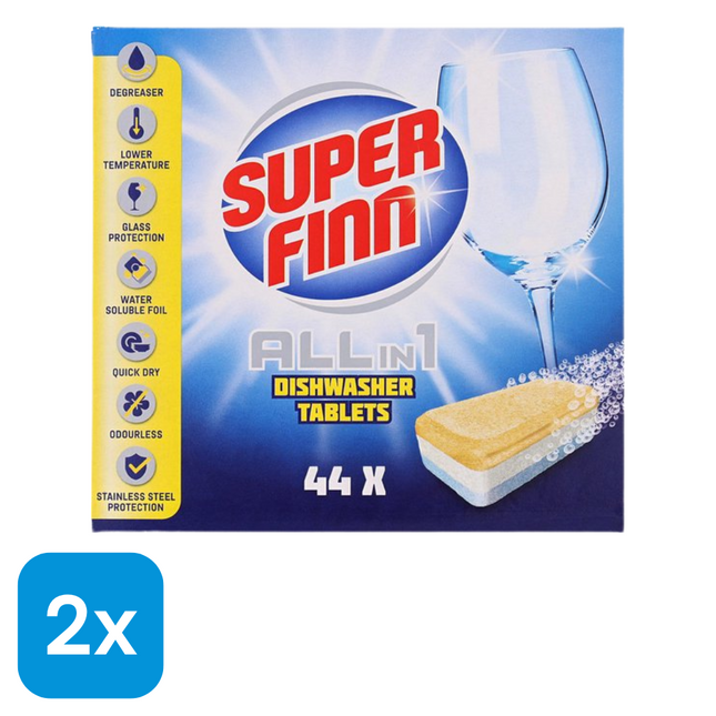 2x Super Finn Vaatwastabletten - 44 stuks