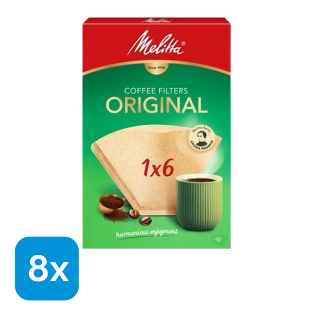 8x Melitta Koffiefilters 1x6 Bruin - 40 stuks