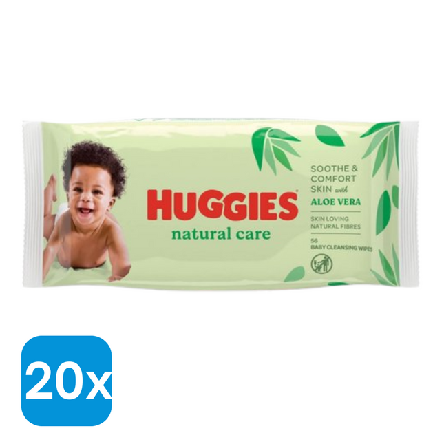 20x Huggies Babydoekjes Natural Care - 56 stuks