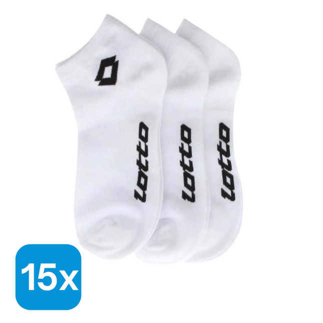 15x Lotto Sneakersokken Wit Maat 39-42