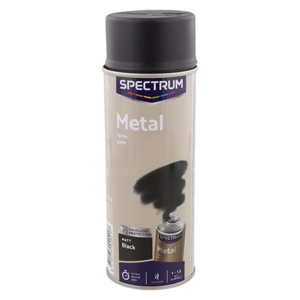 Spectrum Spuitverf Metaal Zwart Matt - 400 ml