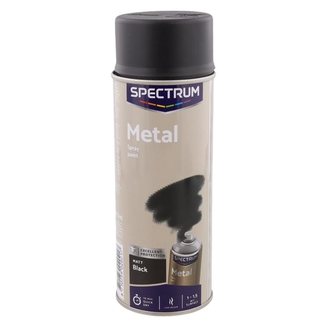 Spectrum Spuitverf Metaal Zwart Matt - 400 ml