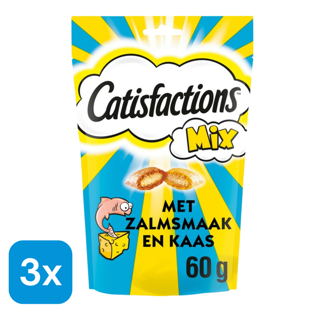3x Catisfactions Kattensnack Zalm/Kaas - 60 gr
