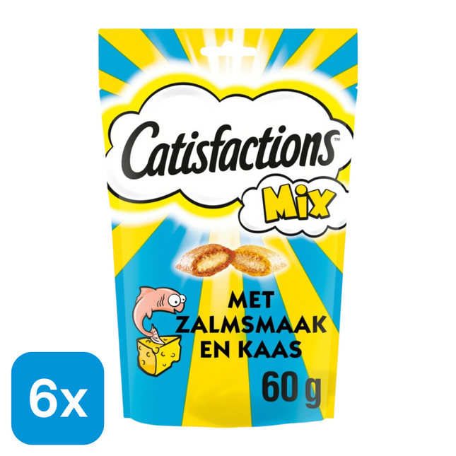 6x Catisfactions Kattensnack Zalm/Kaas - 60 gr