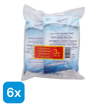 6x Washcat Vochtvanger Navulling - 450 gr