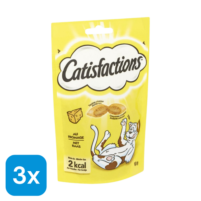 3x Catisfactions Kattensnack Kaas - 60 gr