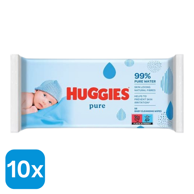 10x Huggies Babydoekjes Pure - 56 stuks