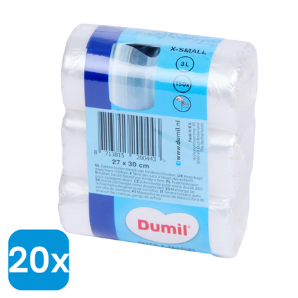 20x Dumil Afvalzakken 3L - 150 stuks