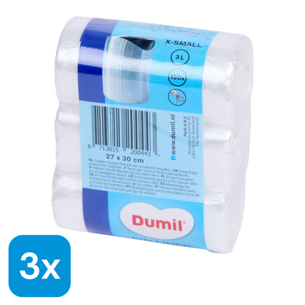 3x Dumil Afvalzakken 3L - 150 stuks