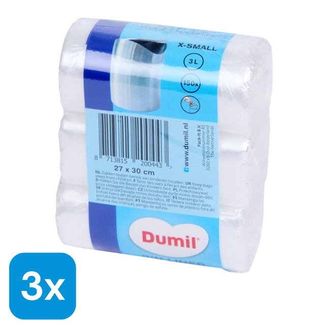 3x Dumil Afvalzakken 3L - 150 stuks