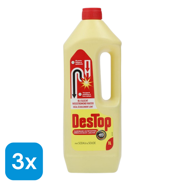 3x Destop Vloeibare Ontstopper met Soda - 1 liter