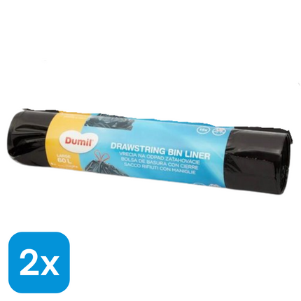2x Dumil Vuilniszakken met Trekband 60L - 15 stuks