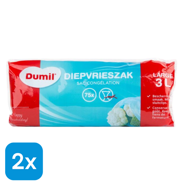 2x Dumil Diepvrieszakjes 3L - 75 stuks