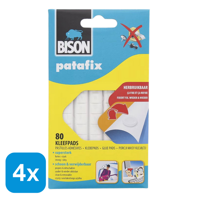 4x Bison Patafix Plakgum - 80 stuks