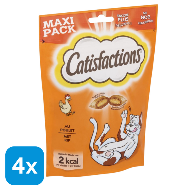 4x Catisfactions Kattensnack Kip - 180 gr