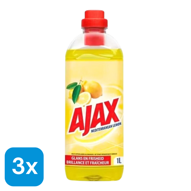 3x Ajax Allesreiniger Mediterranean Limoen - 1 liter