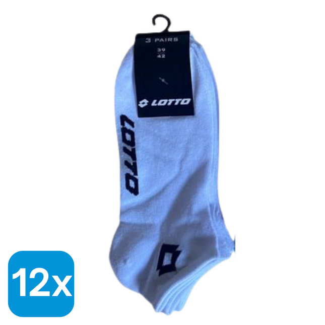 12x Lotto Sneakersokken Wit Maat 39-42