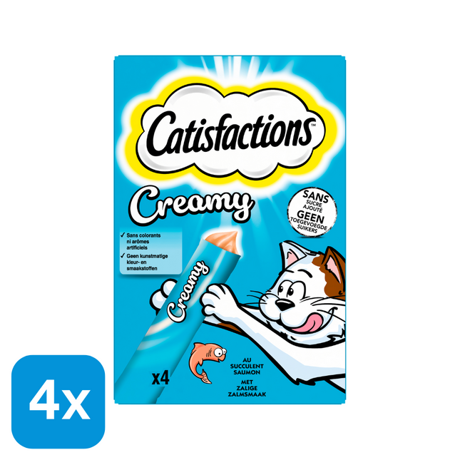 4x Catisfactions Creamy Kattensnack Zalm - 40 gr