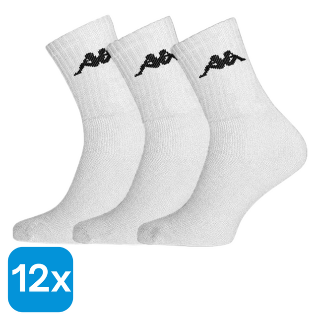 12x Kappa Lange Sokken Wit Maat 39-42
