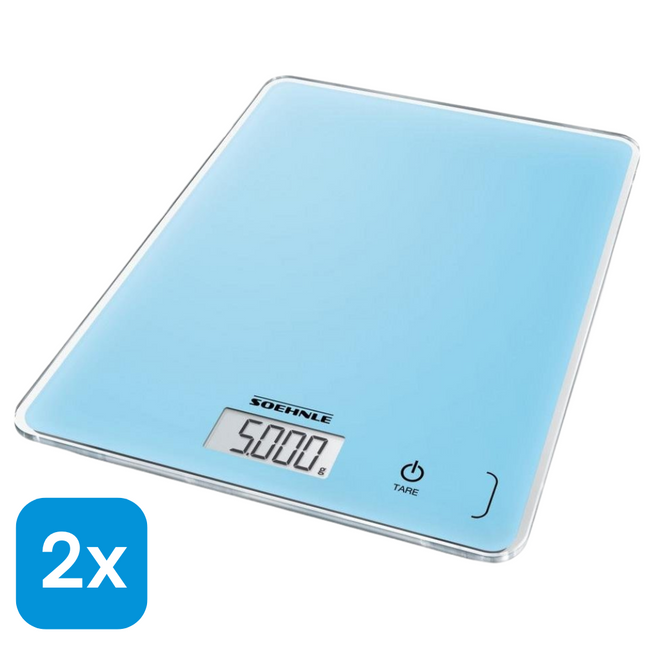 2x Soehnle Digitale Keukenweegschaal Lichtblauw