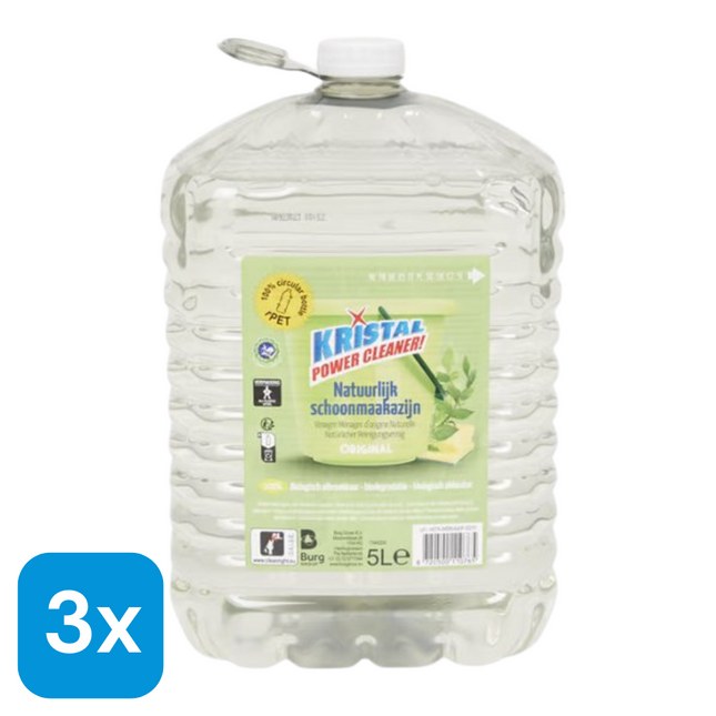 3x Kristal Schoonmaakazijn - 5 liter