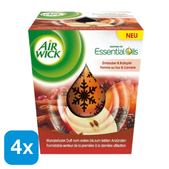4x Air Wick Geurkaars Appel/Kaneel - 105 gr