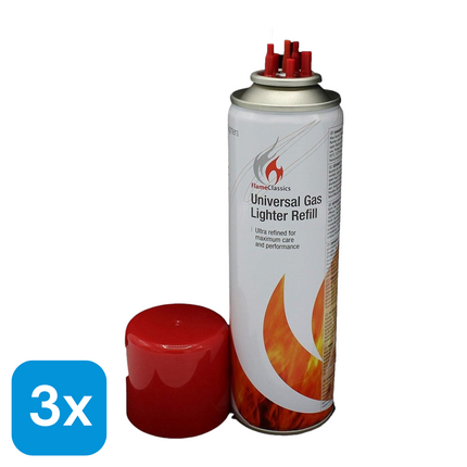 3x Aanstekergas Navulling - 250 ml