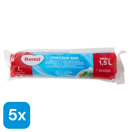 5x Dumil Diepvrieszakjes 1,5L - 100 stuks