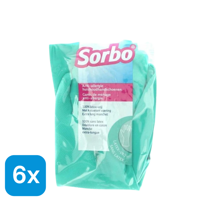 6x Sorbo Huishoudhandschoenen Latex Vrij Maat M - 1 paar