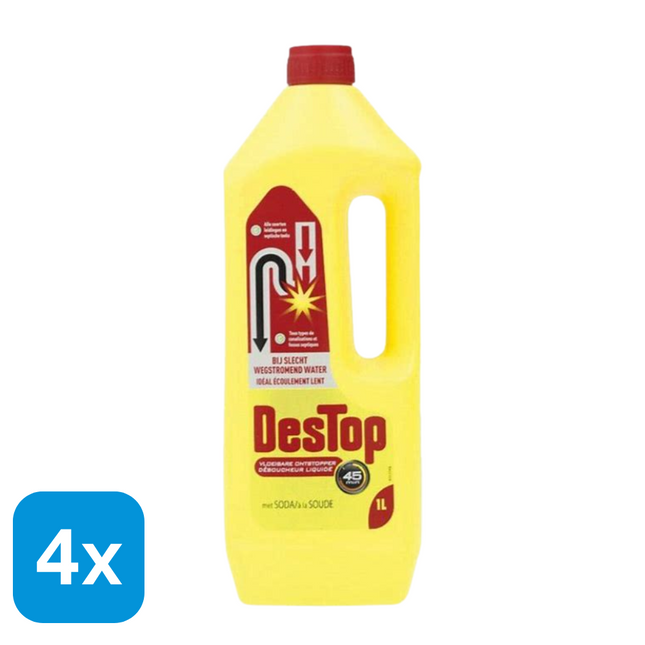 4x Destop Ontstopper met Soda - 1 liter