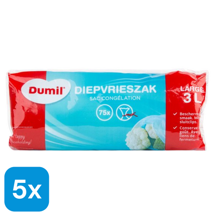 5x Dumil Diepvrieszakjes 3L - 75 stuks