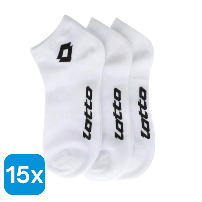 15x Lotto Sneakersokken Wit Maat 35-38 - 3 paar