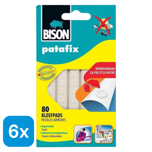 6x Bison Patafix Plakgum - 80 stuks