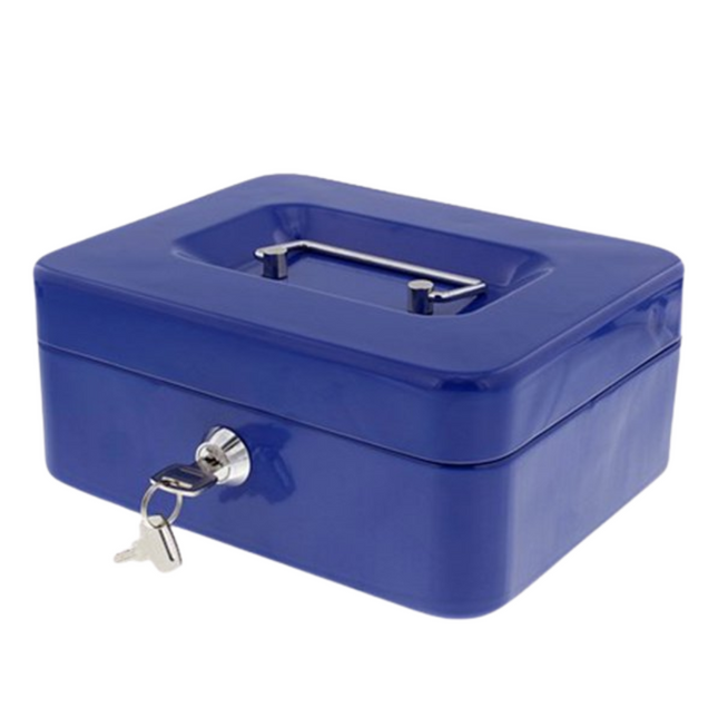 Geldkist met Slot Blauw - 20x16x9 cm