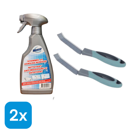2x Washcat Schimmel- en Aanslagreiniger - 500 ml + 2x Voegenborstel