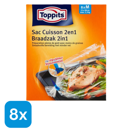 8x Toppits Braadzak 2in1 - 8 stuks