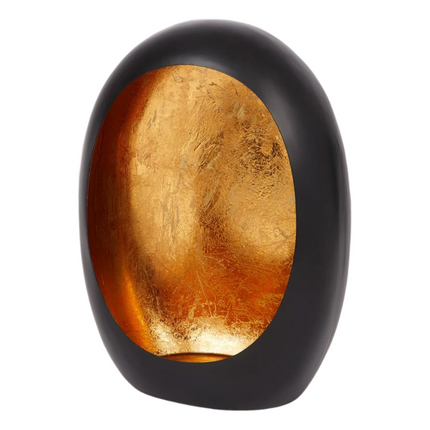 Theelichthouder Ei Zwart/Goud - 37x27 cm