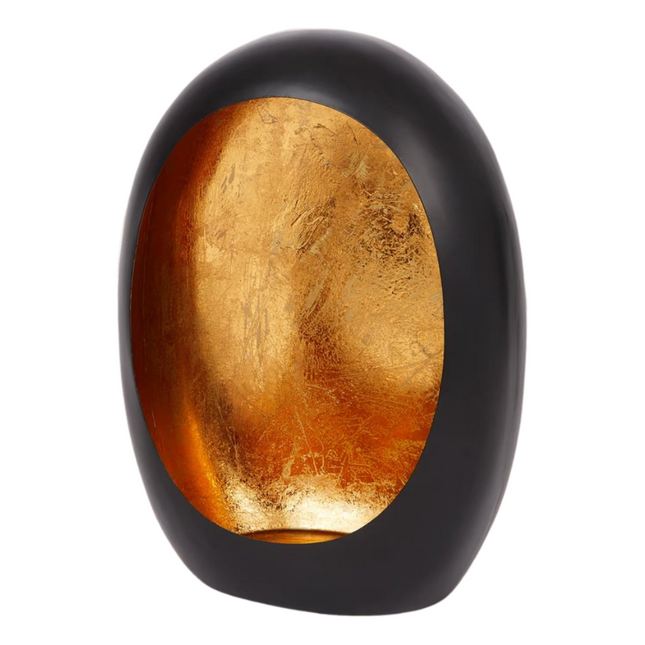 Theelichthouder Ei Zwart/Goud - 37x27 cm