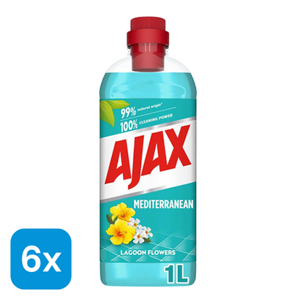 6x Ajax Allesreiniger Mediterrean Lagoon Flowers - 1 liter