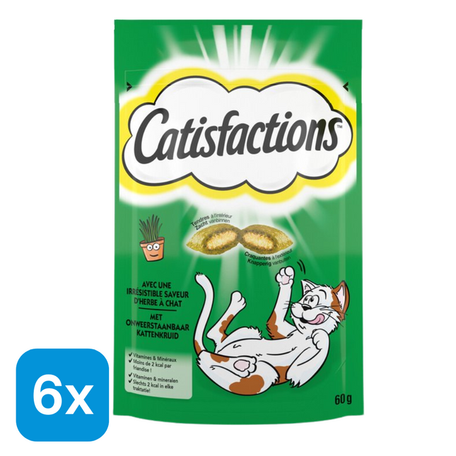 6x Catisfactions Kattensnack Kattenkruid - 60 gr